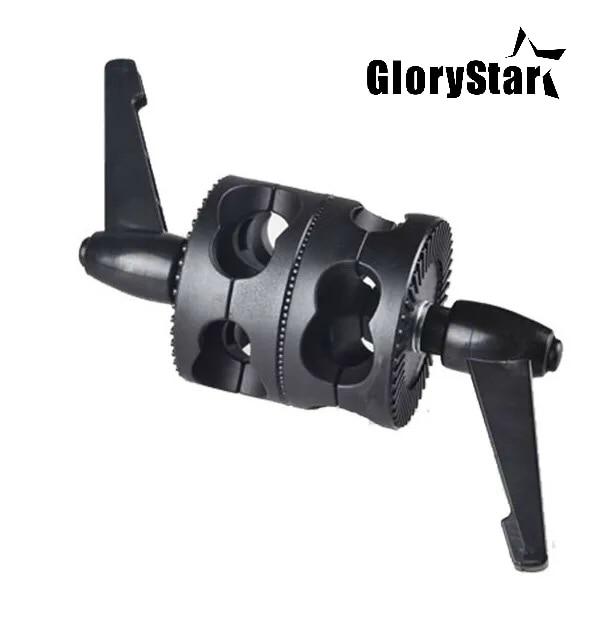 Glorie Ster Swivel Dual Head Grip Houder Beugel Voor Photo Studio Boom Reflector Arm Ondersteuning Dual Grip Hoofd Hoek Klem