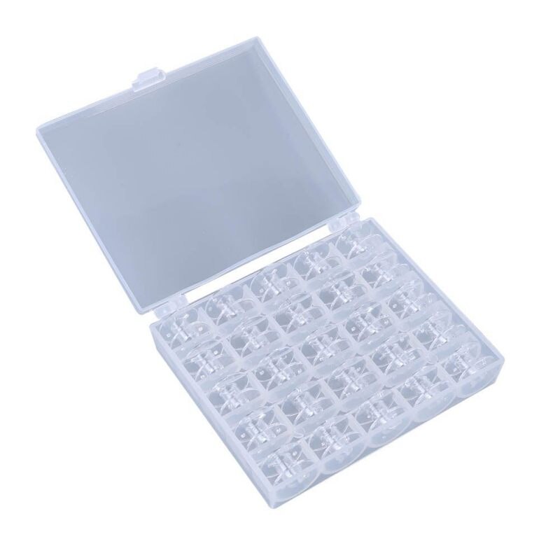 25 Bobine Vuote In Plastica Per Macchina Da Cucire Con Custodia – Multicolore, 2x1,15 Cm, Compatibili Con Brother, Singer, Elna E Altri Modelli