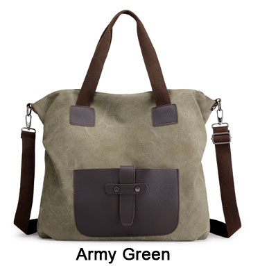 Vintage toile en cuir sac à bandoulière femmes sacs à main grande capacité décontracté sac de messager en cuir Patchwork fourre-tout Hobos sacs: Vert armée