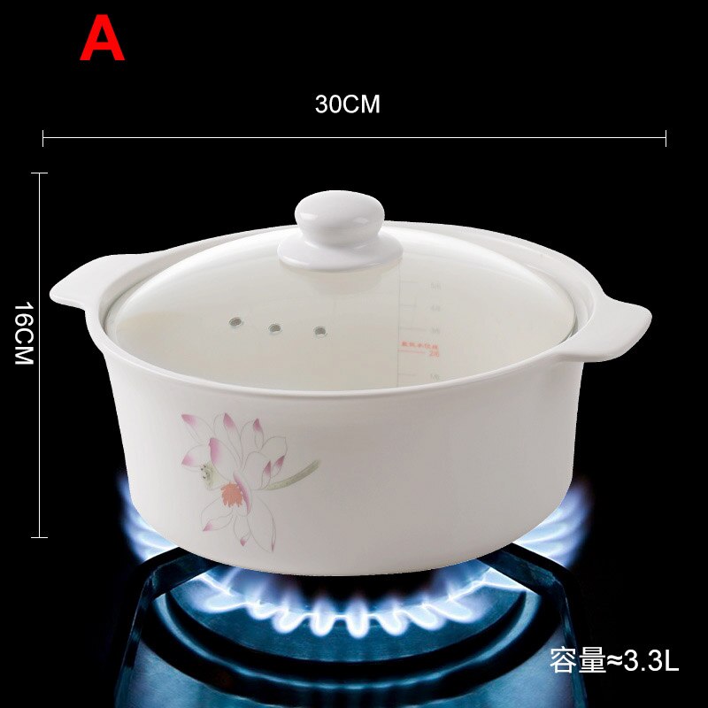 Just one pot Casserole heat-resistant health stew pot ceramics Soup pot stew pot open flame household gas porcelain pot: A