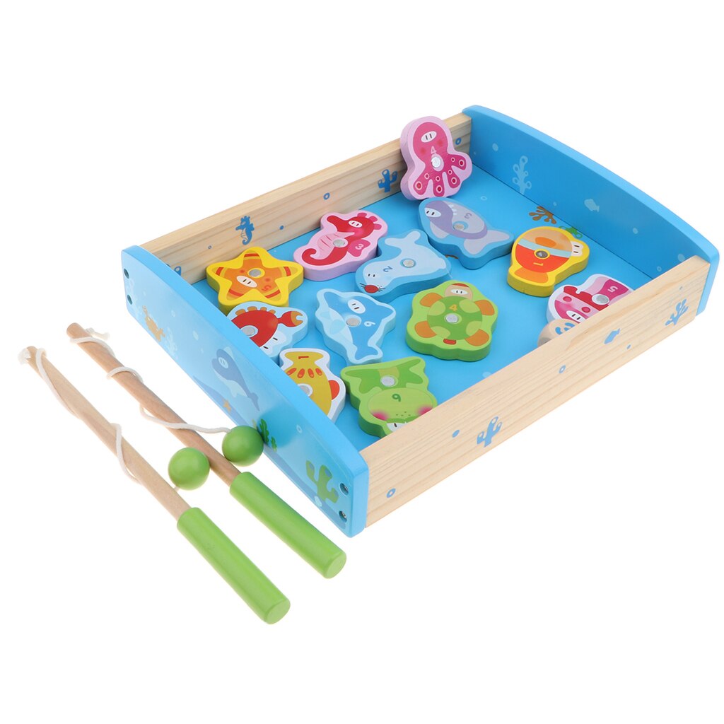 Baby Developmental 15pcs Wooden Magnetic Numbers Fishing Game Toy, Fine Motor Skills, Early Learning, Birthday