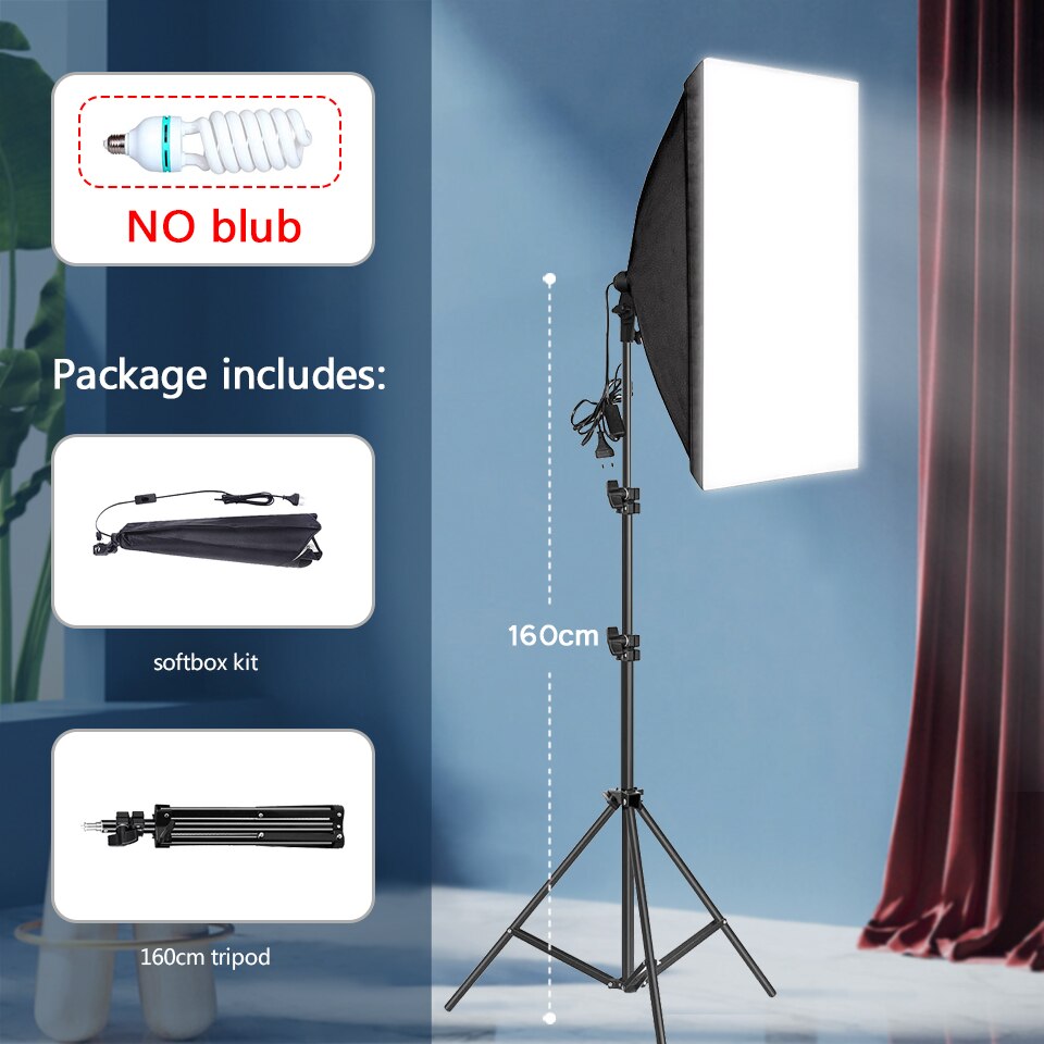 Professionelle Fotografie Softbox Beleuchtung Softbox mit Stativ E27 Fotobirne Dauerlichtsystem für Fotostudio: Black