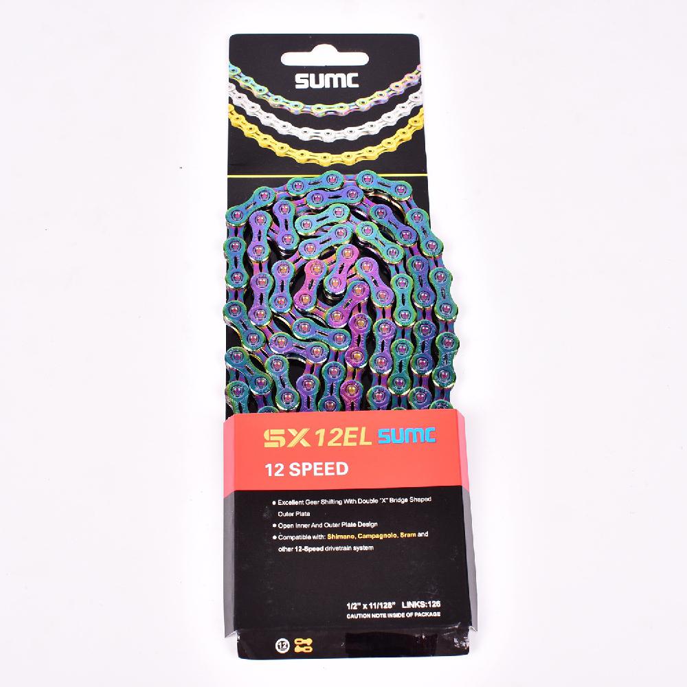 SUMC Bike Chain 9 10 11 12 Speed Bicycle Variable Speed Chain MTB Mountain Road Bicycle Chain: SX12EL colorful