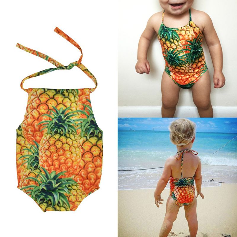 Newborn Kids Baby Girls Swimsuit Bikini Bathing Suit Sleeveless Cute Pineapple Swimsuit Swimwear Bathing Beachwear 1-5Y