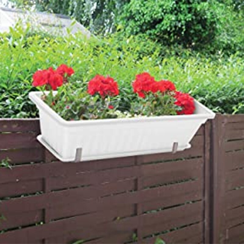 3 Packs Witte Bloem Venster Dozen Plastic Huishoudelijke Rechthoekige Groente Plantenbakken Voor Vensterbank, Tuin, Tuin, Veranda