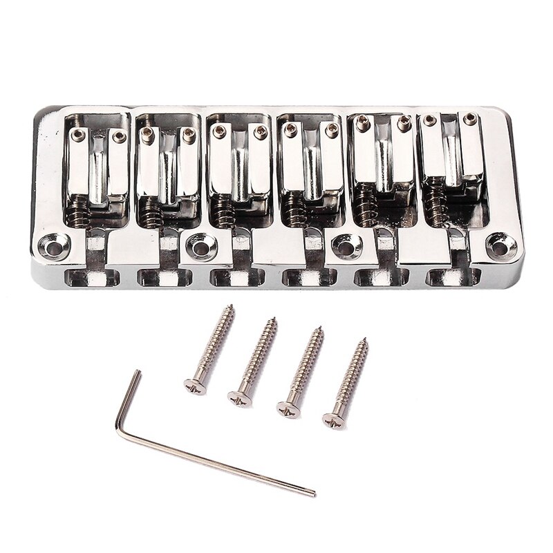 6 String Bass Bridge Bass String Bridge Vaste Hardtail Bridge Verstelbare Zadel Chrome Snaarinstrument Accessoires: Default Title