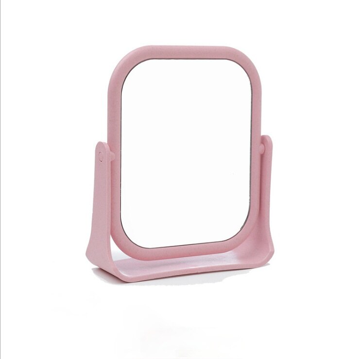 Makeup Mirror Double-sided Rotating Dressing Mirror Desktop Small Mirror Simple Folding Makeup Portable: pink