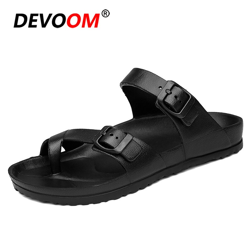 Solide tøfler herre sommerfisktøfler comfort croks sandalias herre flip flops integrerte eva strandsko light  #45: Svart / 9.5