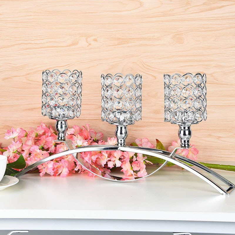Candelabro de cristal Artificial velas para mesa de boda Centro candelero soporte para candelita candelero para decorar el hogar: Default Title