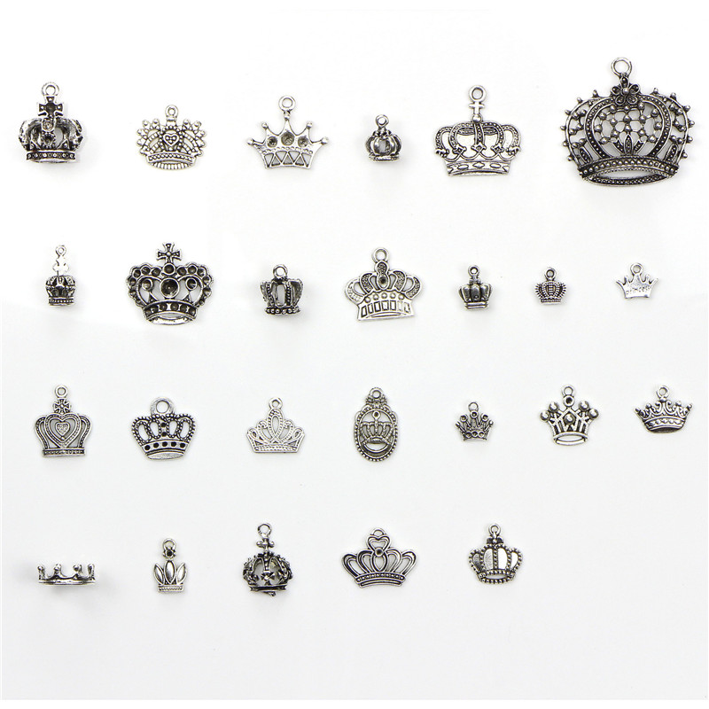 10 stks/partij Willekeurige Mix Koning Crown Charms Hangers Lot Armband Metalen Drijvende Bedels Voor Craft Ketting Bevindingen Sieraden Maken