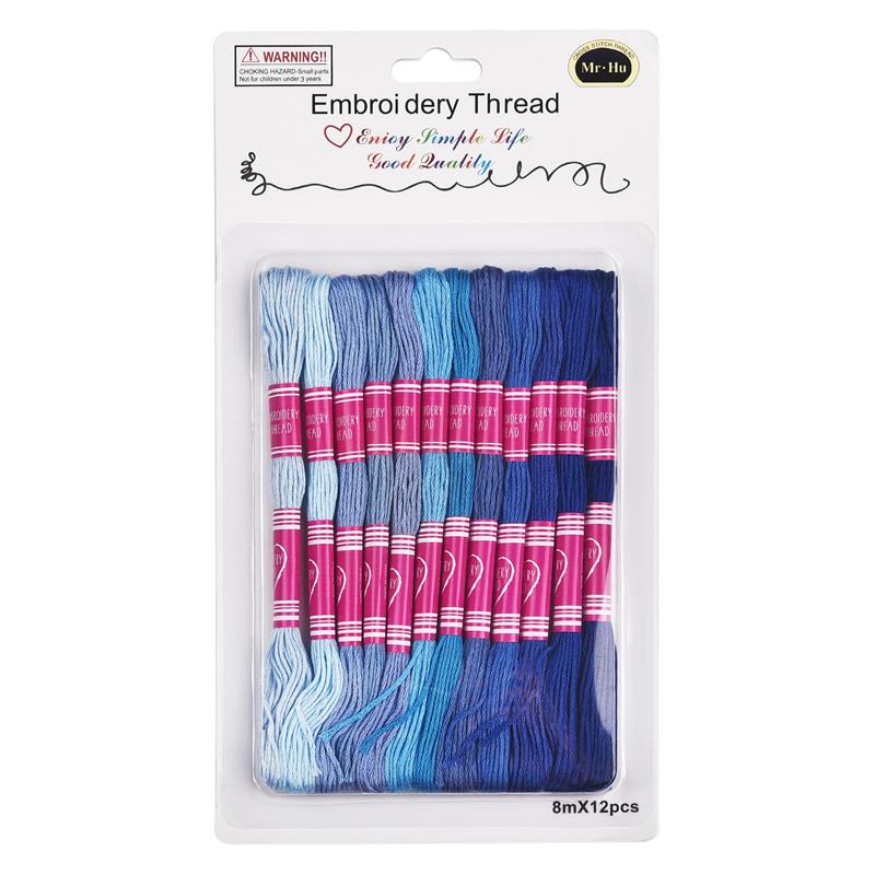 8 Colors Embroidery Thread Gradient Colors Floss Cross Stitch Kit Premium Rainbow DIY Threads Crafts Cotton Sewing Skein: 04