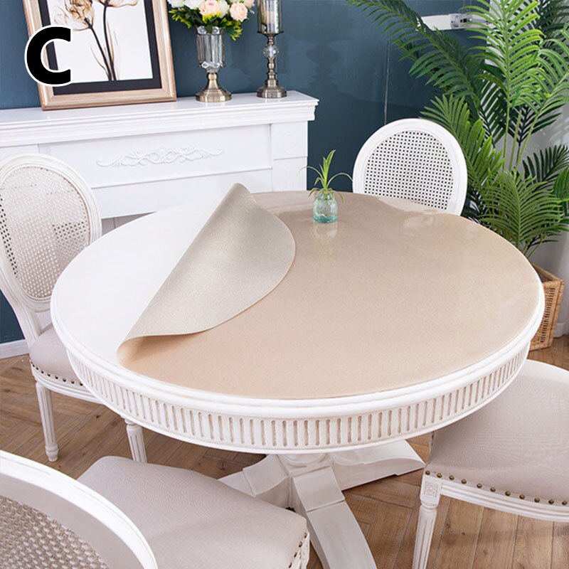 Dia 60cm Round PVC Waterproof Tablecloth Plastic Oilproof Table Cloth Soft No-wash Table Cloth For Home Kitchen Decor: C