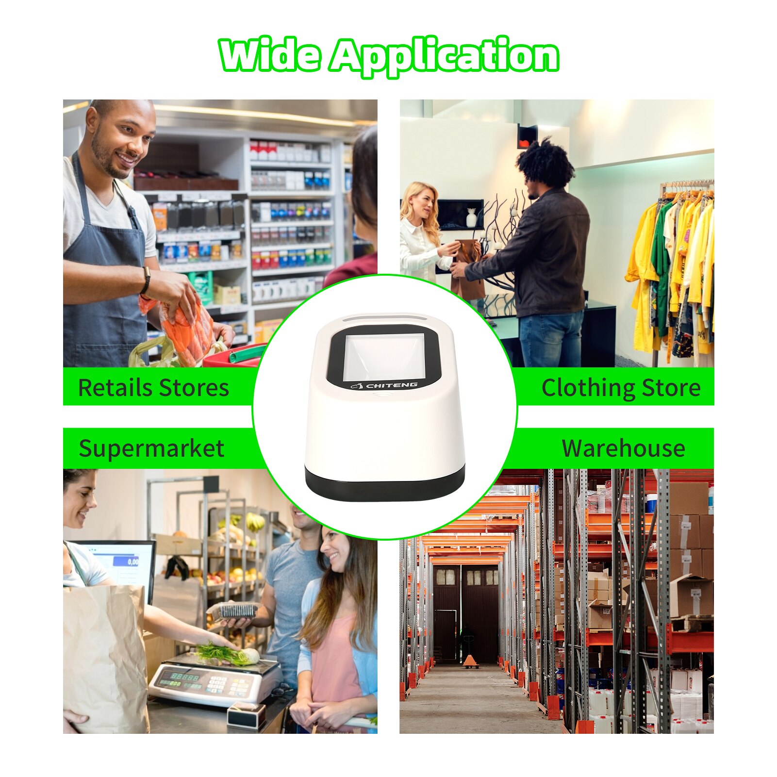 Omnidrectional USB Wired Bar Code 1D 2D QR Barcode Scanner Desktop Hands-free Platform Reader Large Scanning for Supermarket