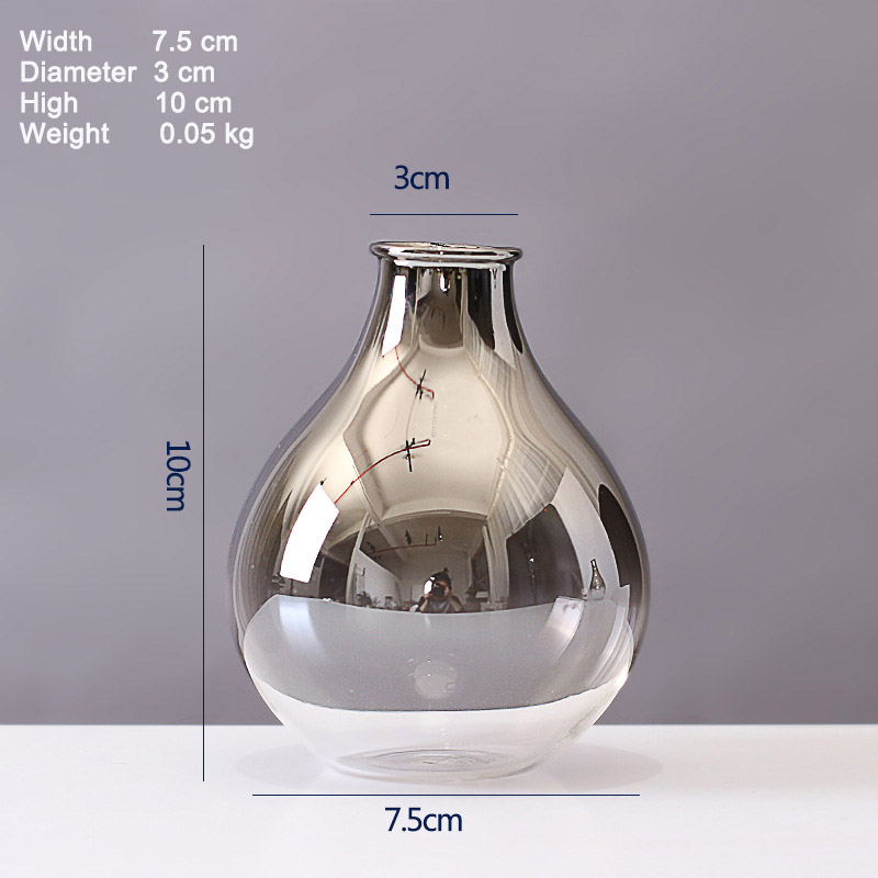 Nordic glass vase sølv gradient tørket nordic flower vase dekorasjon home decoration planter potter furnishing christmas: B