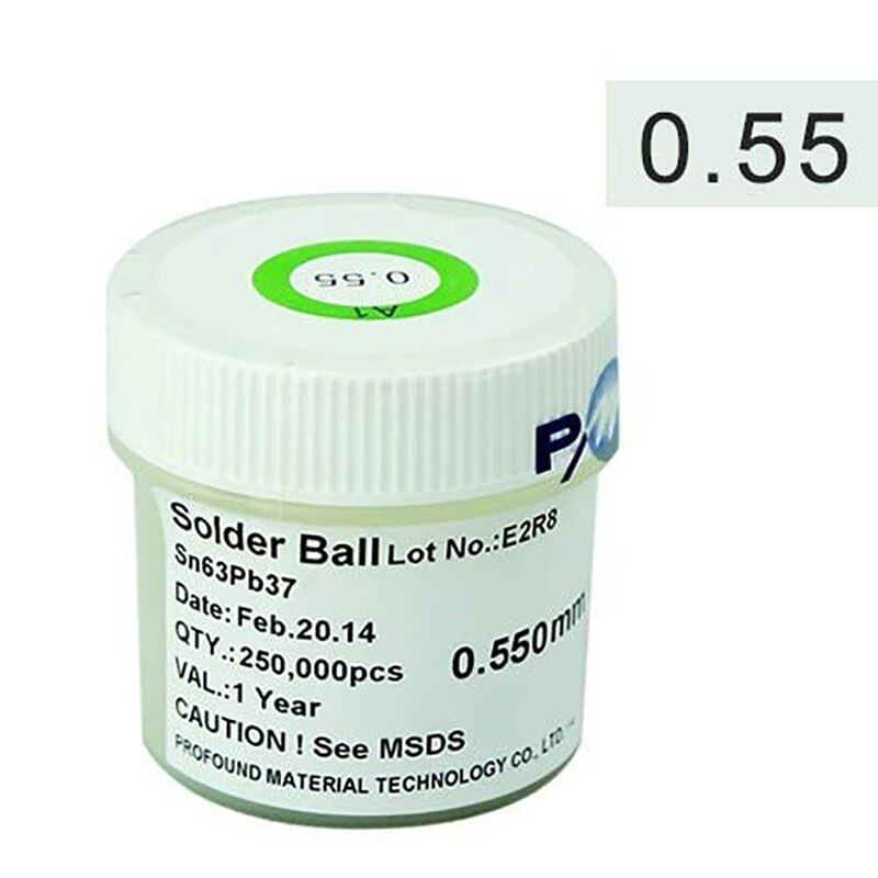 PMTC 250K Leaded BGA Solder Ball 0.2/ 0.25/ 0.3/ 0.35/ 0.4/ 0.45/ 0.5/ 0.55/ 0.6/ 0.65/ 0.76mm for BGA Rework Reballing Kit: 0.55mm
