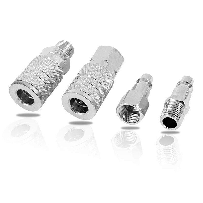 14pcs Air Line Hose Compressor Fitting 1/4 Inch Bsp Metal Connectors Coupler Male Female Quick Release Set