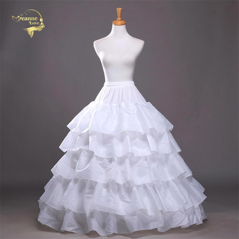 4 Hoops Baljurk Petticoats Goedkope Witte Petticoat Crinoline Onderrok Grote Ruche Bruiloft Accessoires Tule Onderrokken H78905