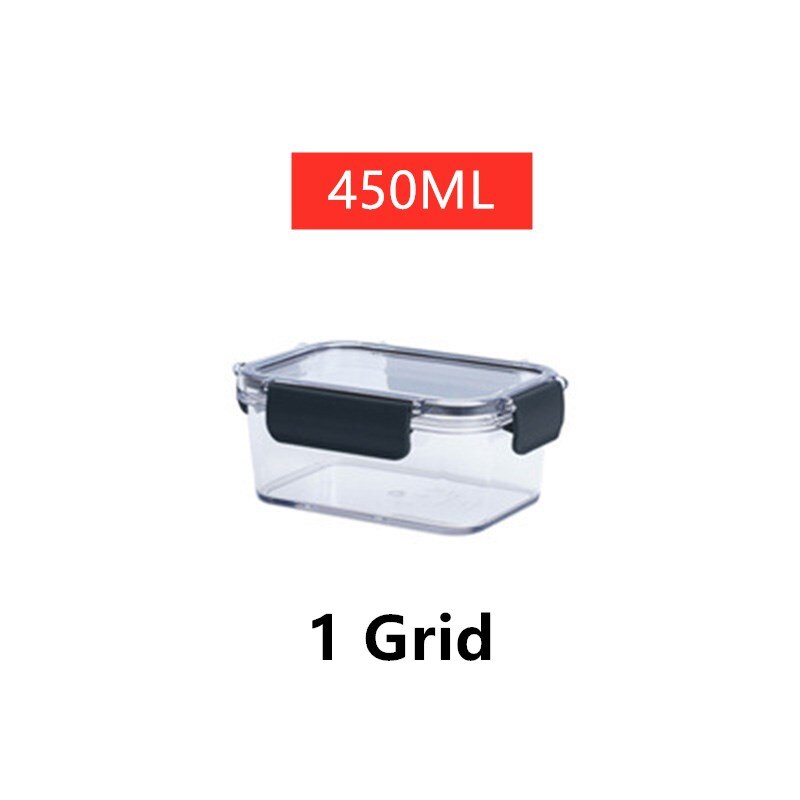 Dividable Lunch Box With Lid Refrigerator Compartment Storage Box Fruit And Vegetable Bento Box Transparent Fresh-keeping Box: 450ML 1 Grid