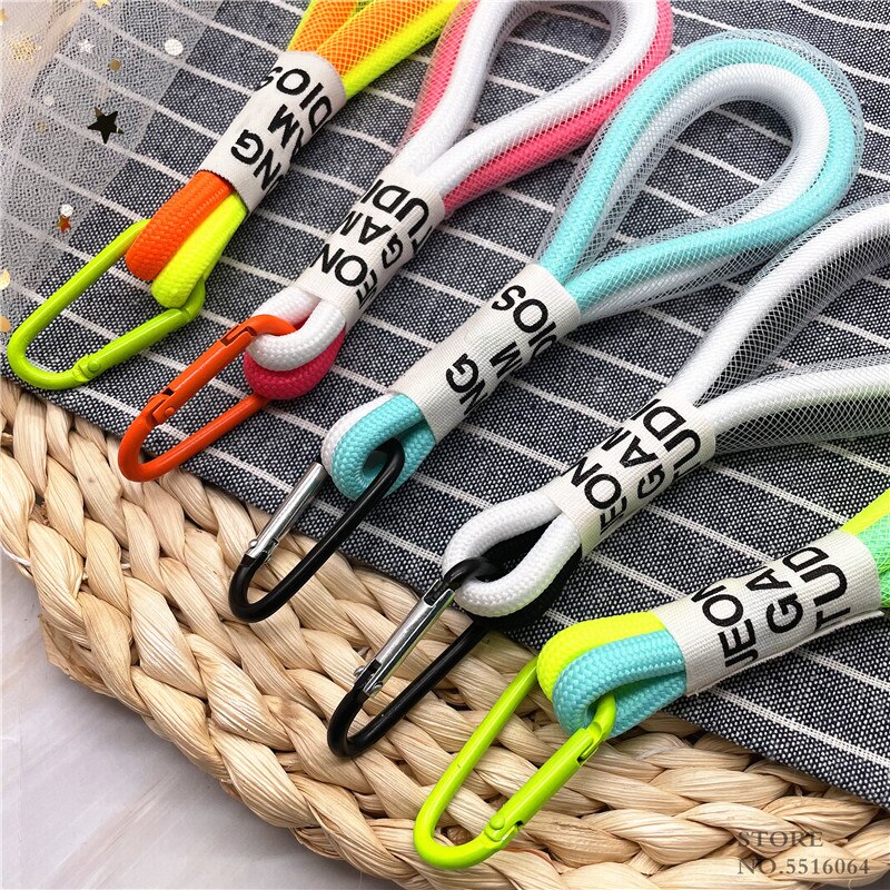 INS Cute Fluorescence Color Lanyard Phone Case For IPhone Multi Function Mobile Phone Lanyard Strap Keys Backpack Short Rope