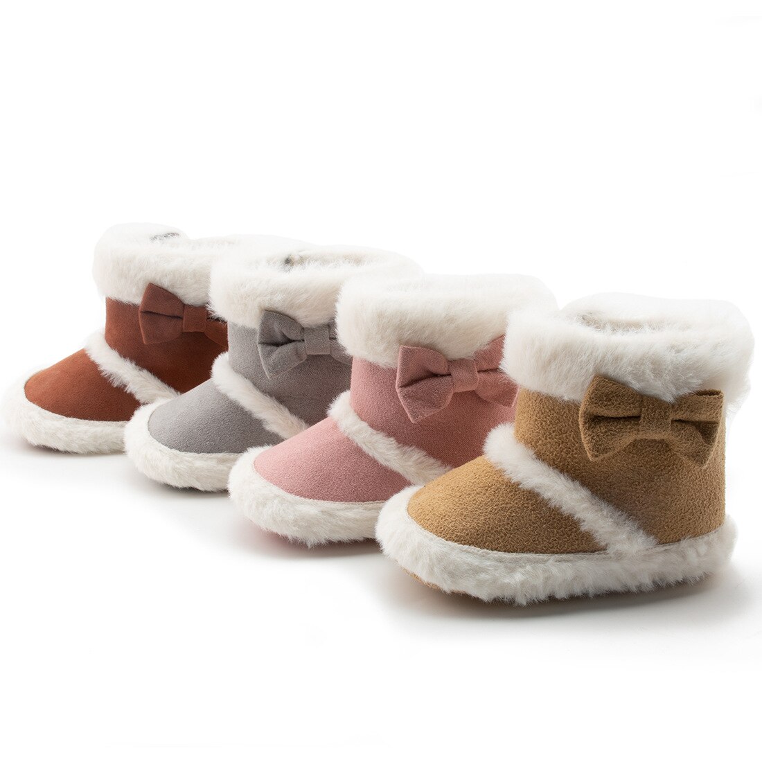 Herfst Winter Baby Schoenen Zachte Zolen Peuter Meisjes Schoenen Boog Pluis Snowboots
