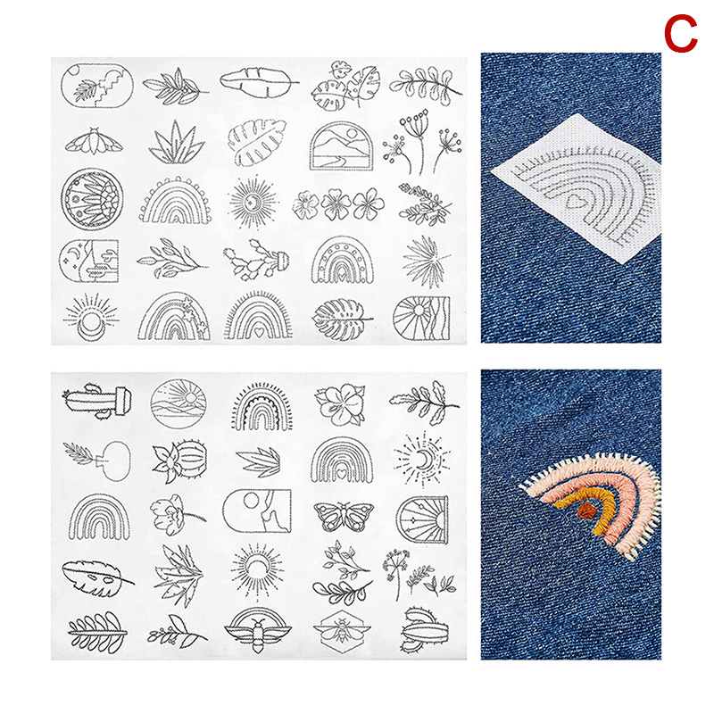 2pc Water Soluble Stabilizer Embroidery Stick And Stitch Embroidery Paper Tear Away Embroidery Stabilizers With Flower Patterns: Red