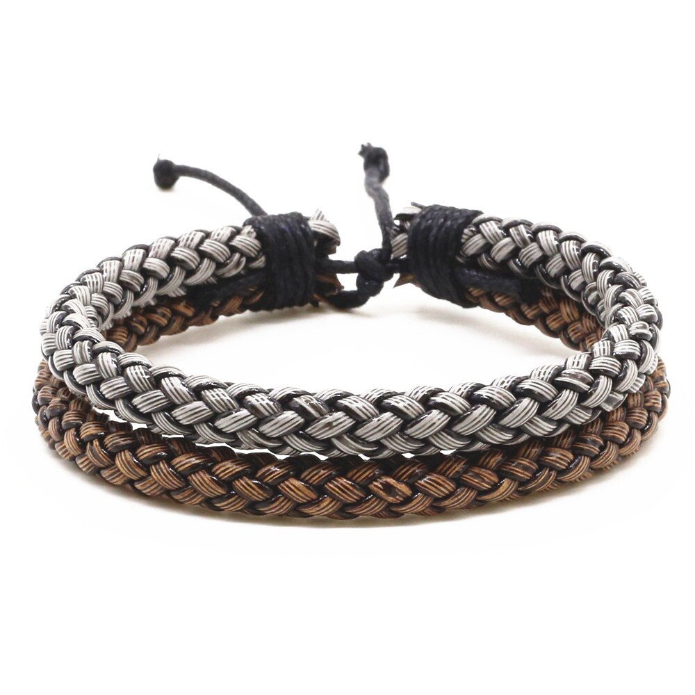 Trendy Handmade Femme Homme Female Vintage Braid Weave Charm Cuff Wrap Men Leather Bracelets For Women Jewelry Accessories: style 8
