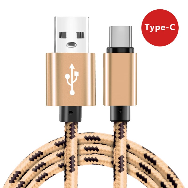 Câble USB type-c 2,4a pour recharge rapide et transfert de données, cordon de chargeur USB-C pour téléphone Samsung S9/S8/Plus/Note 9/8/Huawei P20/Xiaomi mi8: Or / 3M