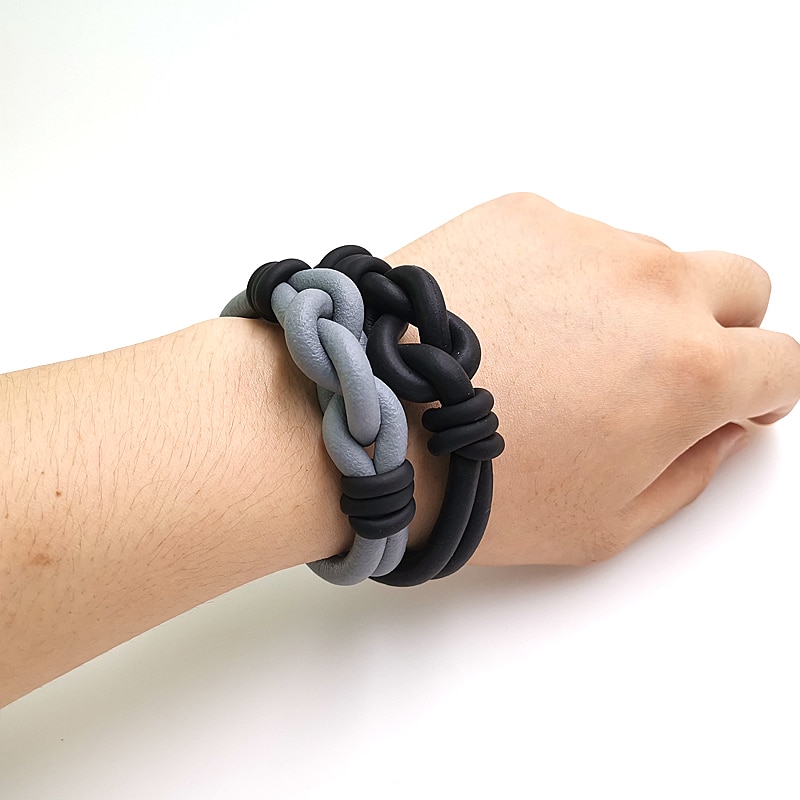 YD&YDBZ Handmade Bracelets For Women Rubber Bracelet Bind Accessories Black And Gray Chains
