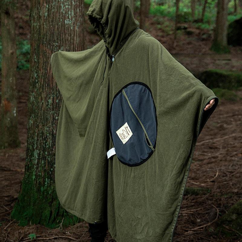 Rocker Vlies Wärme Kapuze Poncho Schlafsack tragbarer Schlafsack für Camping Poncho Schlafsack Decke Camping Zubehör