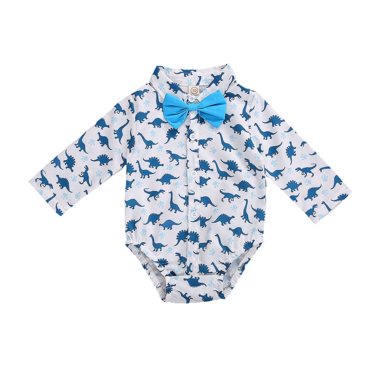 Pasgeboren Baby Jongens Kleding Baby Lange Mouw Turn-Down Kraag Romper Kids Bow Tie Single-Breasted Shirt peuter 0-18M: WHITE / 90