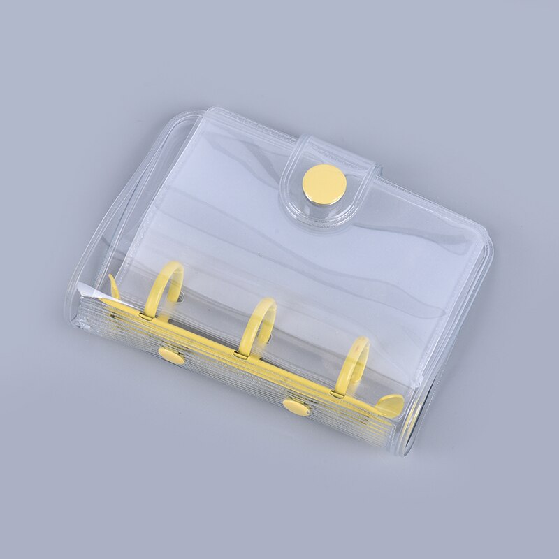 1pc étudiant Portable cahier reliure à anneaux Kawaii fournitures scolaires mignon Transparent 3 anneau Mini feuilles mobiles livre à main: YELLOW