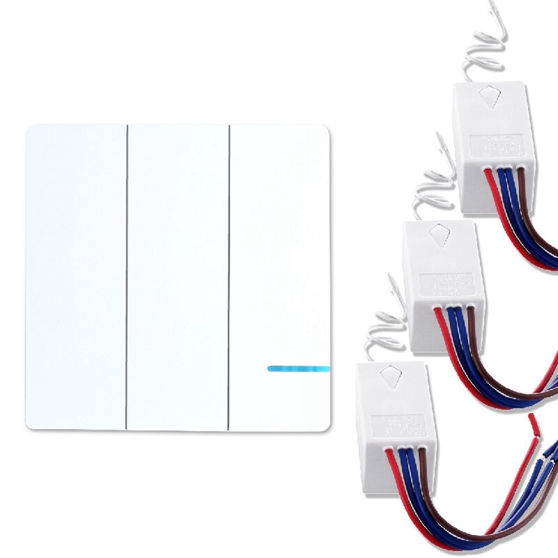 3 Way Remote Wireless Light Switch Receiver Kit Waterproof,Easy Installation,No Wiring,On/Off Control Multiple Lights