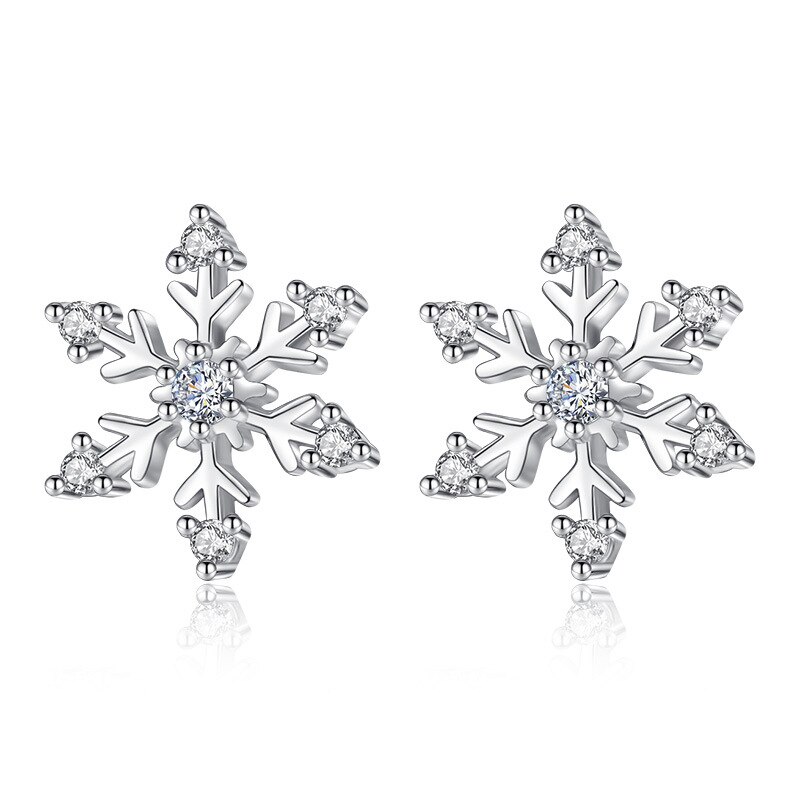 Mode Sneeuwvlok Zirkoon Oorbellen Luxe Shiny Rhinestone Crystal Stud Oorbellen Voor Vrouwen Meisje Partij Sieraden Christmas