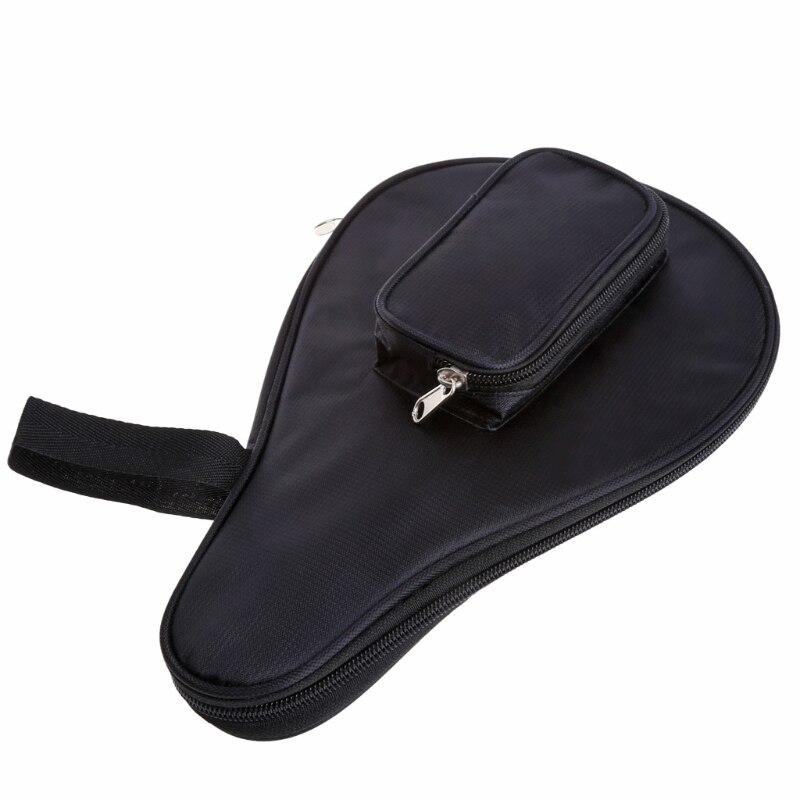 Waterproof Black Table Tennis Racket Bag PingPong Paddle Bat Case w/ Ball Pouch Q84C
