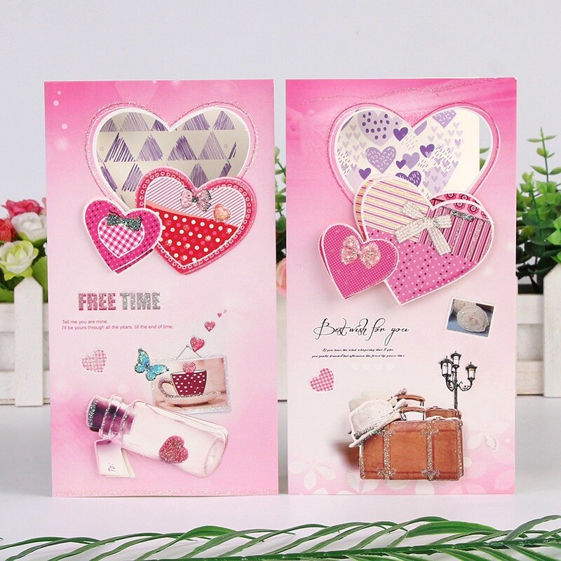 8 pièces/ensemble carte de voeux avec enveloppes or paillettes 3d Pop Up meilleurs voeux blanc merci cartes amour coeur