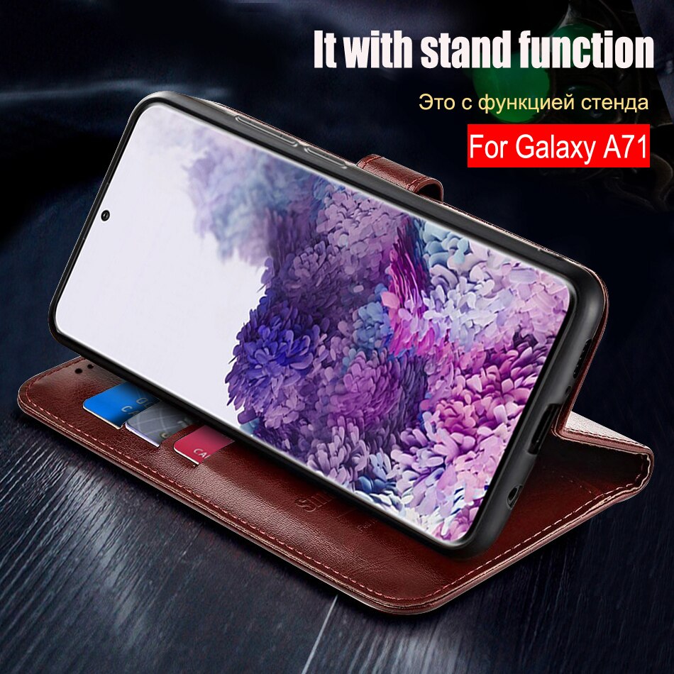 Para Samsung A71 caso suave TPU flip caja de teléfono de cuero para Samsung Galaxy A71 casos de silicona 71 A71 cubierta con tarjeta holde