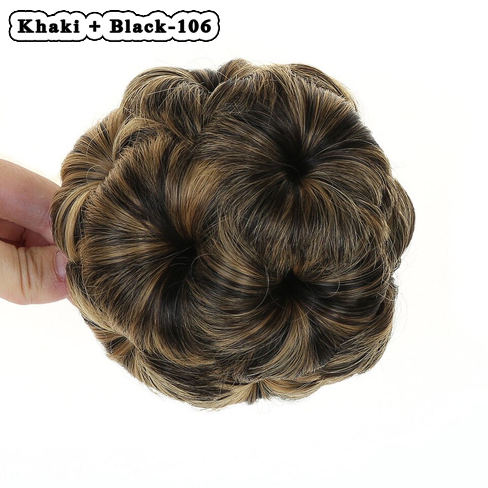 AILIADE 9 Colors Flower Style Synthetic Curly Hair Bun Donut Chignon Clip In Hairpiece Extensions Black Brown Golden Red: 106