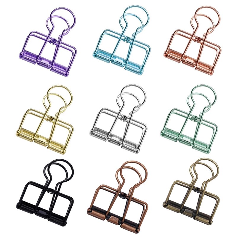 Nonvor 10 st färgglada metallpärmar klämmor papper rostfritt stål klämma 4*3.5cm bok brevpapper skola kontor lärande material