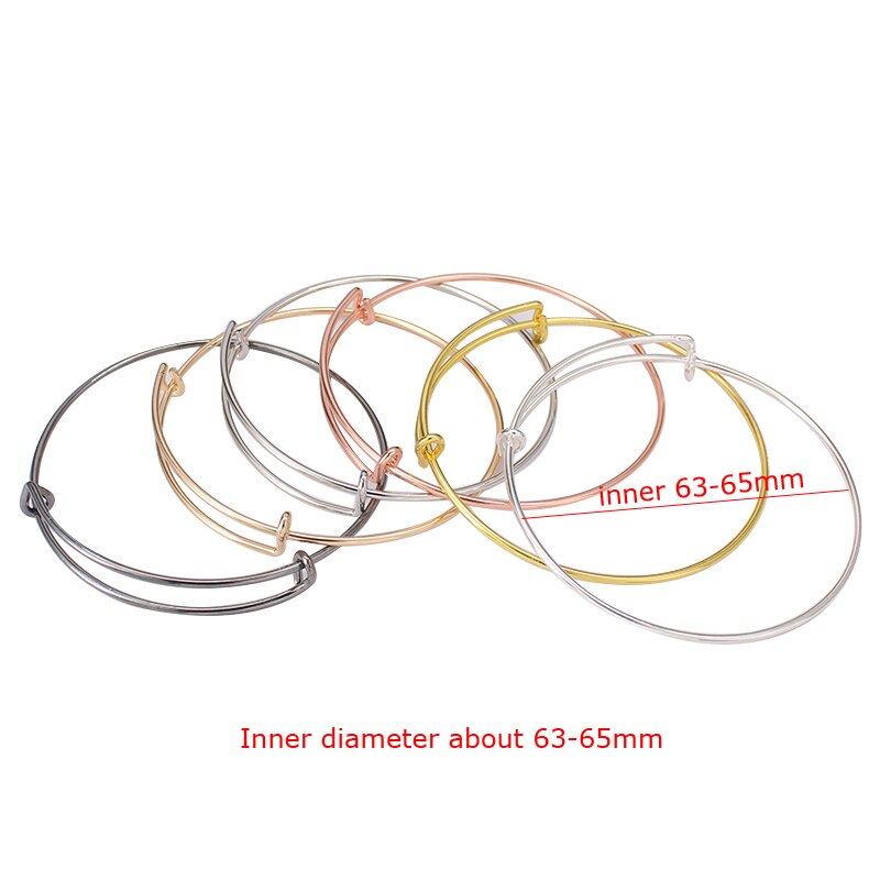 Charming Expandable Bangle Bracelet DIY Charm Wire Adjustable Bangle Women Adult 10Pcs Lot Gold Silver Color