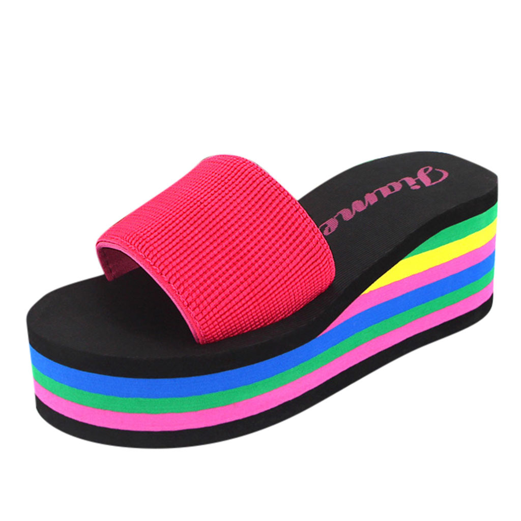 Chaussures femme chaussons intérieur zapatos de mujer femme plateforme bain chaussons cale plage toboggan chaussures talon haut sandales: Rose / 40
