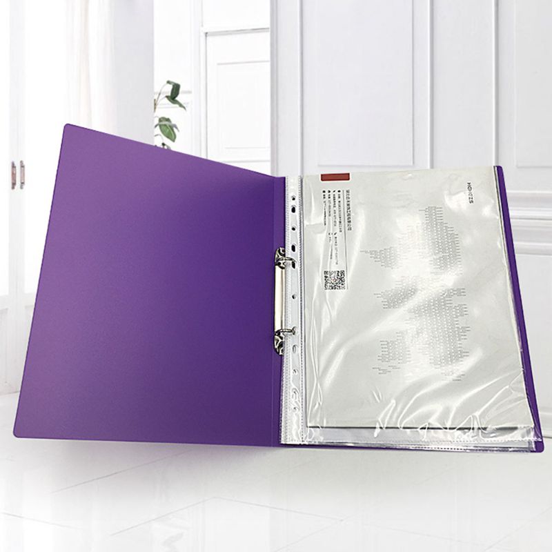A4 Ring Binder Colorured Transparent Loose-leaf Paper File Folder Storage Supply