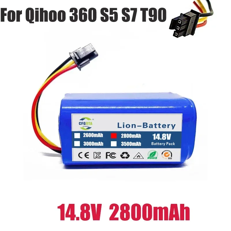 100 % für Qihoo 360 S5 S7 T90 14,8 V 3500 mAh Roboter-Staubsauger-Akku, Ersatzbatterien für Roboter-Staubsauger.: Lila