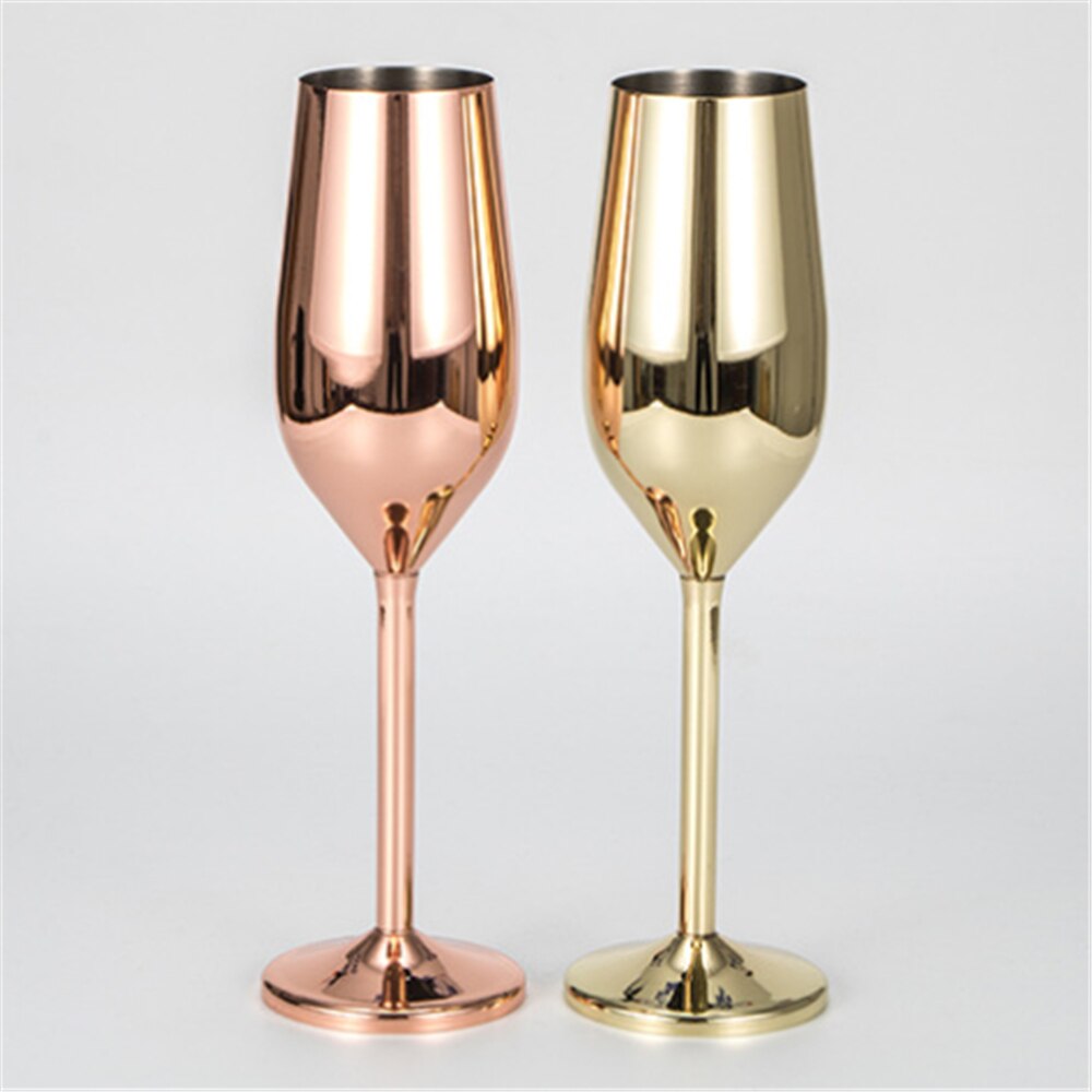 Stainless Steel Red Wine Glass Copper Plated Champagne Cup 200/500ML Goblet -Resistant Sparkling Wine Glass Cider Goblet