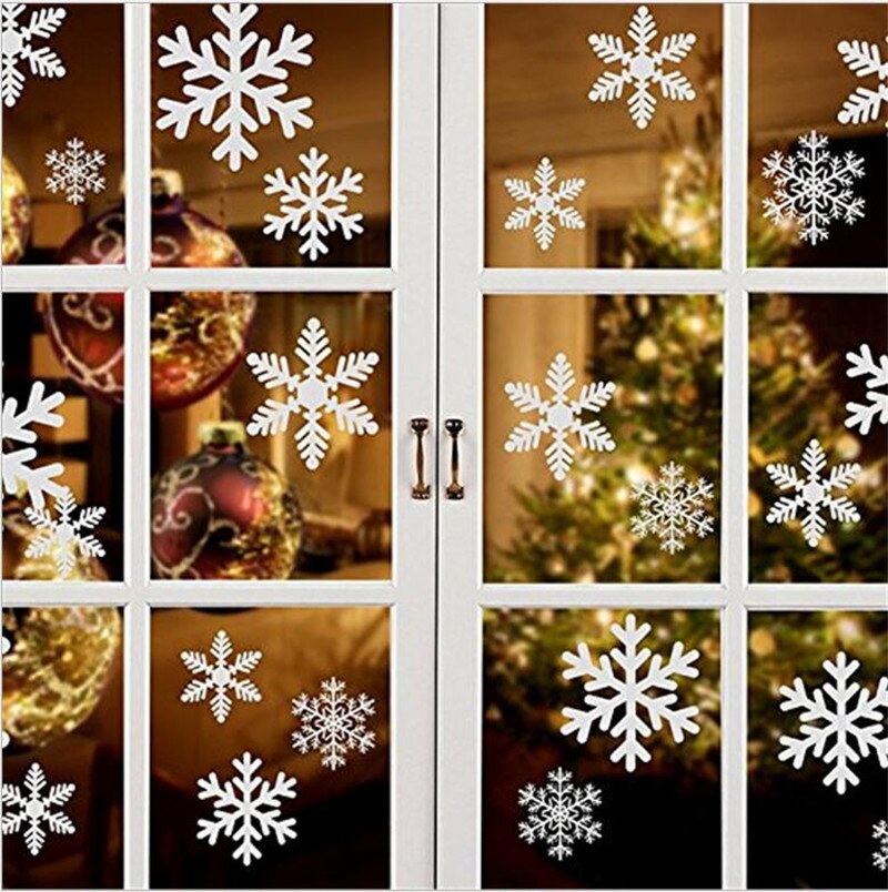 27 Stuks Witte Sneeuwvlok Sticker Decoratie Glas Venster Kinderkamer Kerst Muurstickers Jaar Thuis Decals Decoratie