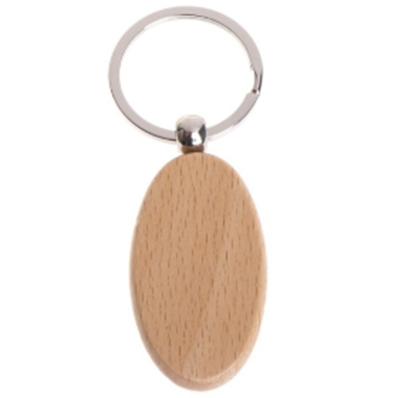 50 stk diy blank tre nøkkelring rektangel hjerte rund ellipse carving nøkkelring tre nøkkelring ring