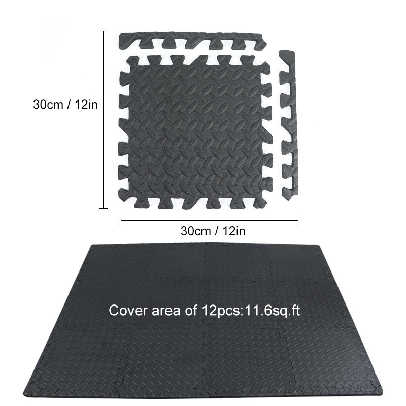 Alfombrilla de goma EVA de 30x30cm para suelo, alfombrilla de espuma suave antideslizante para gimnasio, para hacer ejercicio y Yoga, 12 piezas