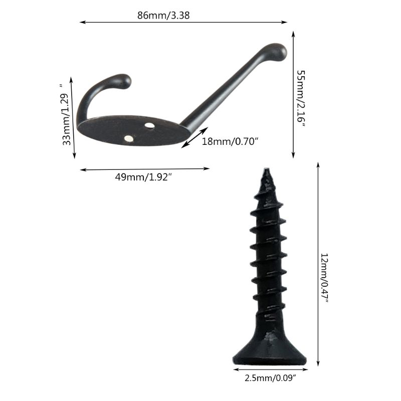 Ganchos de pared para sombreros, colgador Retro de doble punta con 20 tornillos (negro/dorado), montado en la pared, paquete de 9 Uds.