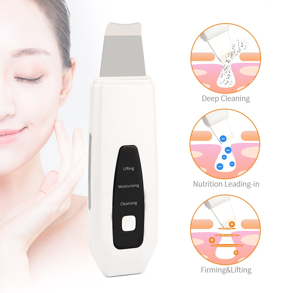 USB Ultrasonic Ion Skin Scrubber Deep Face Pore Cleaning Machine Ultrasound Facial Peeling Exfoliating Device Remove Blackhead