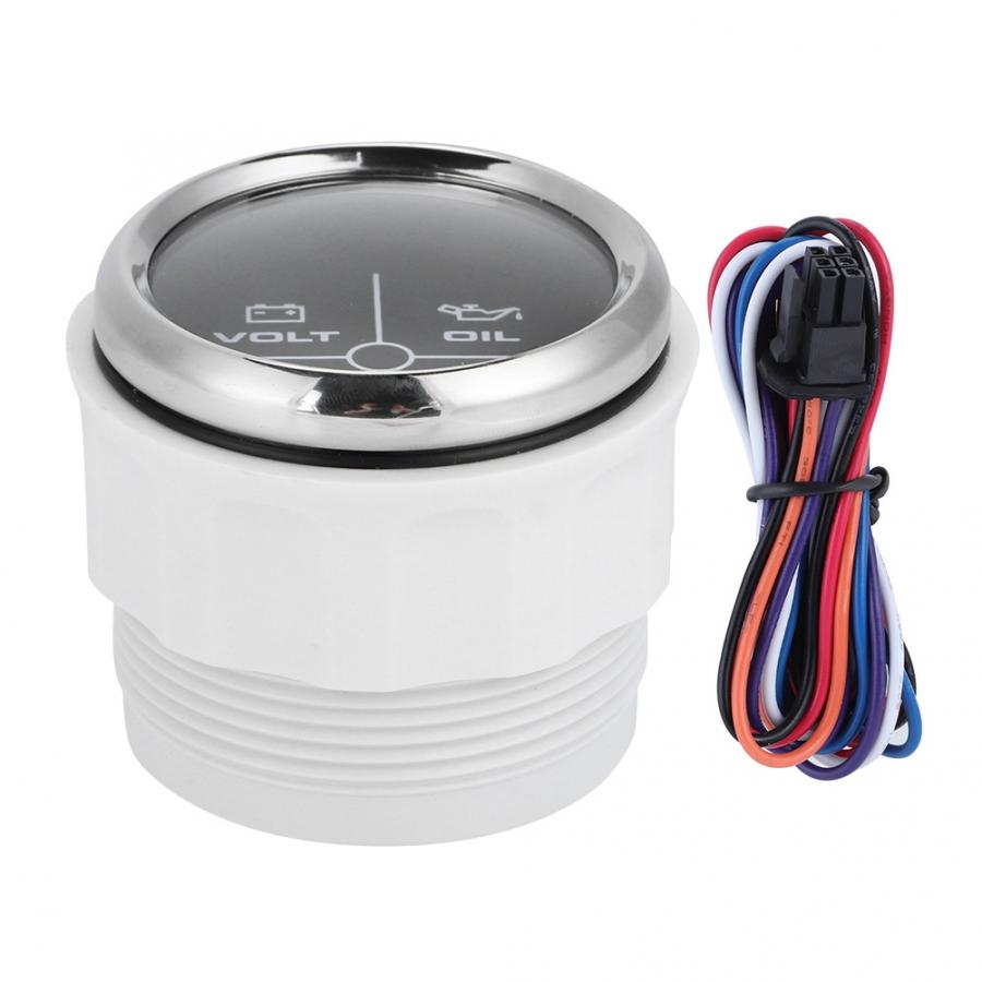 52mm/2in multifunktions 4 led alarm indikator volt vand temp olietryk alarm måler 12/24v til marine båd vand temp adapter: Sort