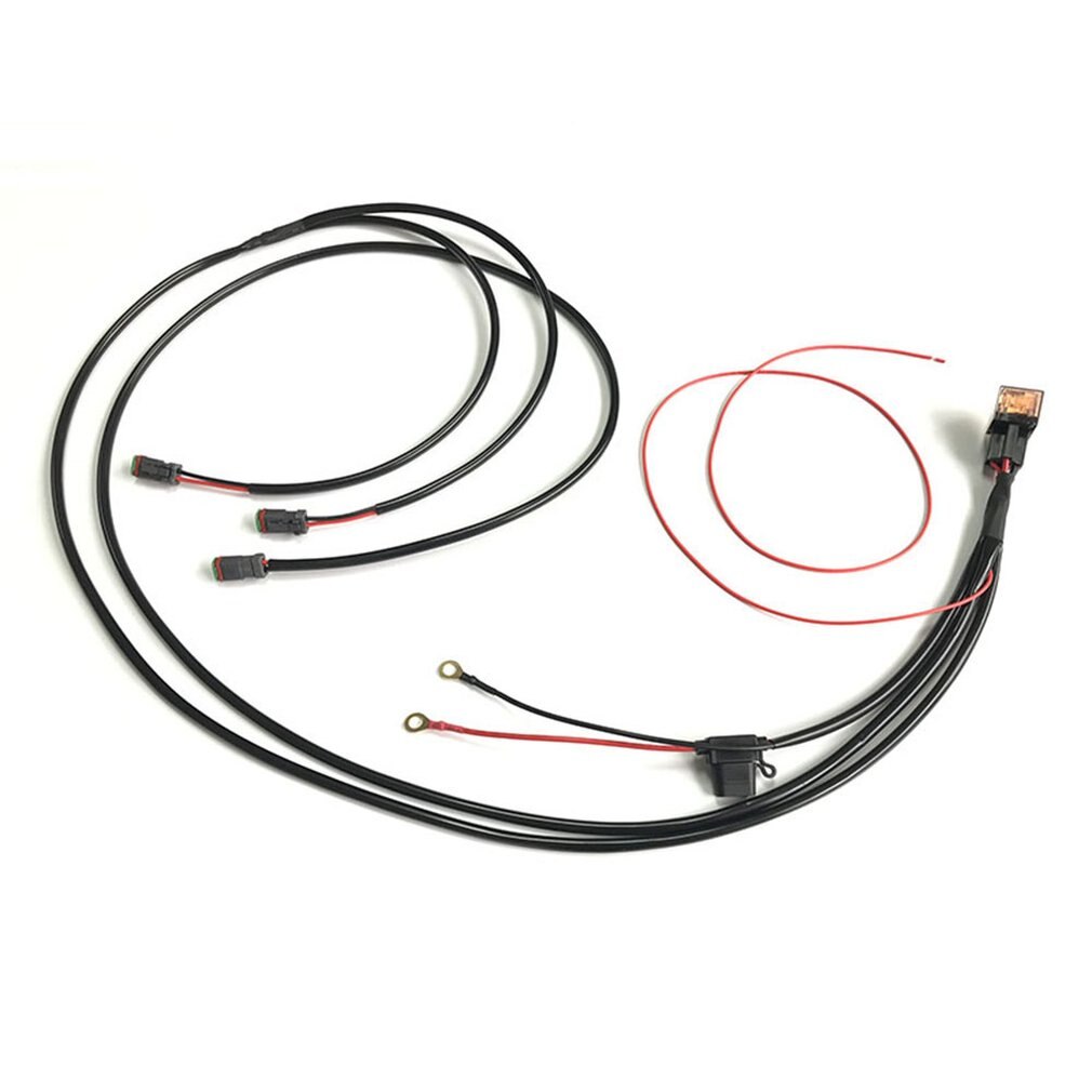 Connecting 3 Car LED Work Light Wiring Harness With DT Connecter Waterproof Universal for Long Strip Light Off-road Spotlights